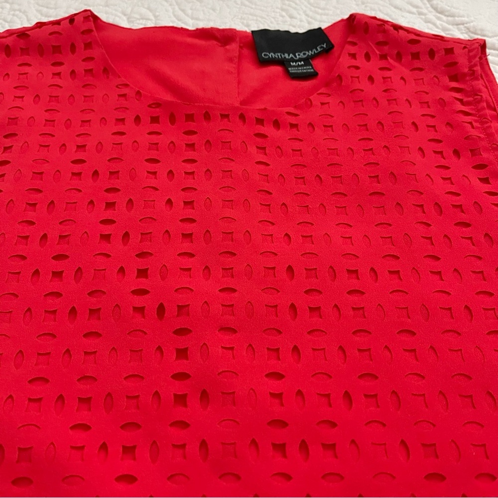 Cynthia Rowley Blouse Sleeveless Cutout Lace Size M - Picture 6 of 14
